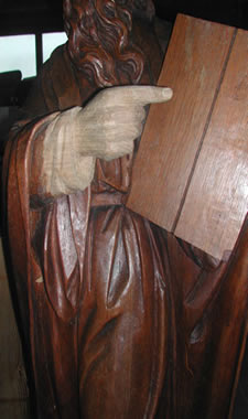 Restauration de la chaire de l'�glise � Denderwindeke